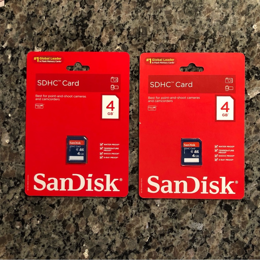New in Package - Set of 2 San Disk SDHC Cards
